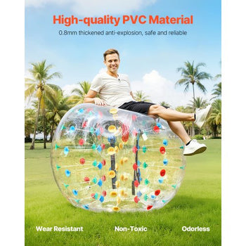 Inflatable Bumper Balls 1-Pack, 5FT/1.5M Body Sumo Zorb Ball, 0.8mm Thick PVC Human Hamster Bubble Knocker for Outdoor Sports Team Gaming Play, Bopper Toy for Garden Yard Park, Multicolor