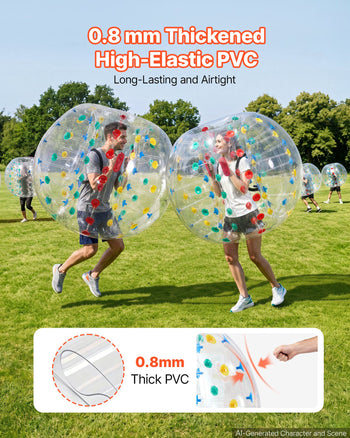 2-Pack Inflatable Bumper Balls 5FT Human Bubble for Adult Transparent, for Backyard, Camping, Picnic, Park, Lawn, and Outdoor Team Gameplay, Thickened PVC Material, Sumo Hamster Ball with Handle