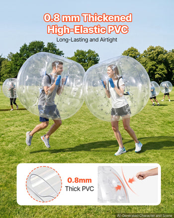 2-Pack Inflatable Bumper Balls 5FT Human Bubble for Adult Transparent, for Backyard, Camping, Picnic, Park, Lawn, and Outdoor Team Gameplay, Thickened PVC Material, Sumo Hamster Ball with Handle