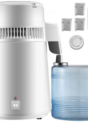 Pure Water Distiller 750W, Purifier Filter Fully Upgraded with Handle 1.1 Gal /4L, BPA Free Container, Perfect for Home Use, White