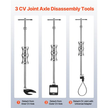 Inner CV Axle Puller Tool Set with 5/8 in-18 Slide Hammer & 2-Inch 2.5-Inch CV Joint Fork Adapter, Inner CV Joint Removal Tool Kit, Heavy Duty Front Wheel Drive Axle Puller Slide Hammer Set