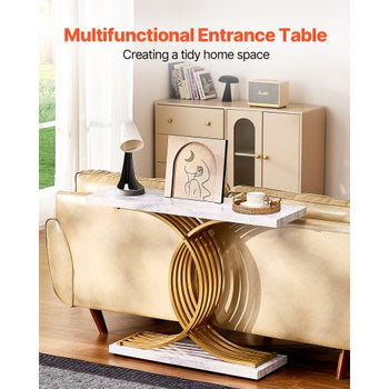 Narrow Console Sofa Table, 39.4 inches Behind Couch Table, 1-Tier Long Entryway Table and Skinny Hallway Table, Narrow Sofa Table with Metal Frame, for Entryway, Hallway, Living Room & Bedroom