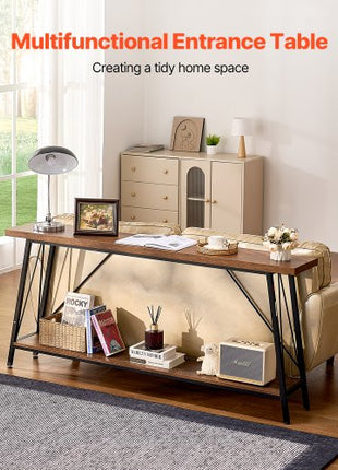 Narrow Console Sofa Table, 70.9 inches Behind Couch Table, 2-Tier Long Entryway Table and Skinny Hallway Table, Narrow Sofa Table with Metal Frame, for Entryway, Hallway, Living Room & Bedroom