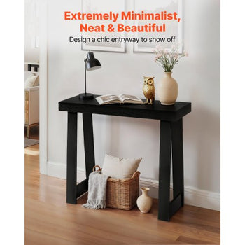 36 in Console Table, Modern Desk Behind the Couch, Wooden Rectangle Entrance Desk, Narrow Long Sofa Table Accent Stand, Ideal for Hallway, Bedroom, Living Room, Foyer, Easy Assembly, Black