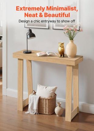 36 in Console Table, Modern Desk Behind the Couch, Wooden Rectangle Entrance Desk, Narrow Long Sofa Table Accent Stand, Ideal for Hallway, Bedroom, Living Room, Foyer, Easy Assembly, Burlywood