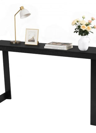 56 in Console Table, Modern Desk Behind the Couch, Wooden Rectangle Entrance Desk, Narrow Long Sofa Table Accent Stand, Ideal for Hallway, Bedroom, Living Room, Foyer, Easy Assembly, Black