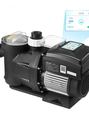 Variable Speed Pool Pump, 1.5 HP, AC 220-240V, 115 GPM, In/Above Swimming Pool Pump with Filter Basket, Powerful Self Priming, Programmable Timer, for Inground and Above Ground Swimming Pool