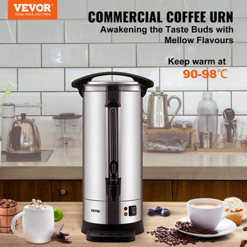 Commercial Coffee Urn, 110 Cups Stainless Steel Large Coffee Dispenser, 1500W 110V Electric Coffee Maker Urn For Quick Brewing, Hot Water Urn with Detachable Power Cord for Easy Cleaning, Silver