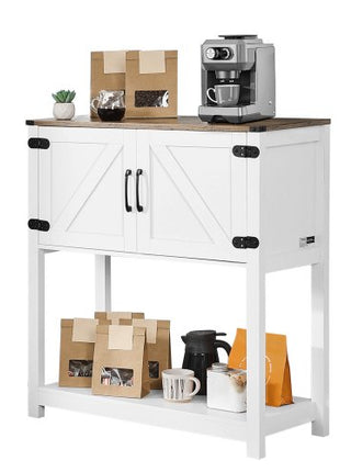 Coffee Bar Cabinet, 31.5 x 13.8 x 34.6 in Farmhouse Coffee Bar Cabinet with 3-Tier Storage, Coffee Bar Table with Magnet Doors, Farmhouse Sideboard Buffet Cabinet for Living Room, Entryway