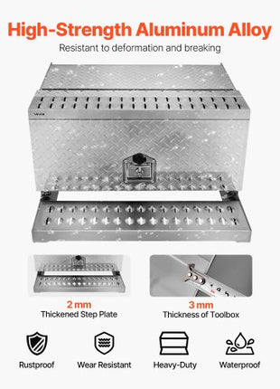 Semi-Truck Step Tool Box, 30" x 29.5" x 15.8" Heavy Duty Aluminum Diamond Plate Toolbox, Waterproof Cab Entry Step Storage Box with T-Handle Lock & Keys for Flatbed, Crane, and Semi Trucks