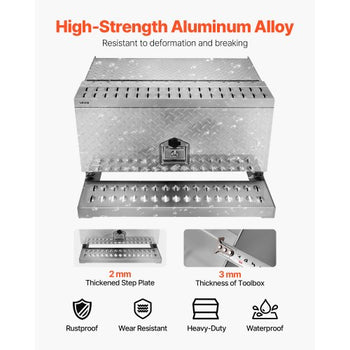 Semi-Truck Step Tool Box, 30" x 29.5" x 15.8" Heavy Duty Aluminum Diamond Plate Toolbox, Waterproof Cab Entry Step Storage Box with T-Handle Lock & Keys for Flatbed, Crane, and Semi Trucks