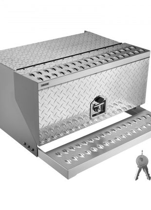 Semi-Truck Step Tool Box, 30" x 29.5" x 15.8" Heavy Duty Aluminum Diamond Plate Toolbox, Waterproof Cab Entry Step Storage Box with T-Handle Lock & Keys for Flatbed, Crane, and Semi Trucks