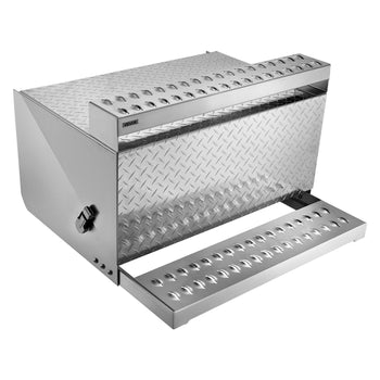Semi-Truck Step Tool Box, 31" x 30" x 19" Heavy Duty Aluminum Diamond Plate Toolbox, Waterproof Cab Entry Step Storage Box with Shock-Absorbing Latch for Flatbed, Crane, and Semi Trucks