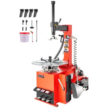 Tire Changer Machine, 1.5HP Copper Motor, Durable Tire Changer with Air Pressure Gauge & Clamping Jaw Sheath, Pedal Operated Tire Changer with Thickened Chuck, Fit for Sedans/SUVs/Pickup Trucks