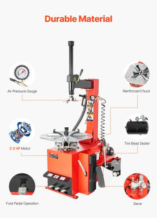 Electric Tire Changer, 18" Spindle, Durable Tire Changer Tire Balancer with 1.5 HP Motor, Accurate Tire Changer Tire Balancer with Auto Calibration Mode, FIt for Sedans/SUVs/Pickup Trucks