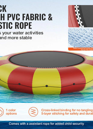 Inflatable Water Bouncer, 17ft Recreational Water Trampoline, Portable Bounce Swim Platform with 5-Step Ladder & Electric Air Pump, Kids Adults Floating Rebounder for Pool, Lake, Water Sports