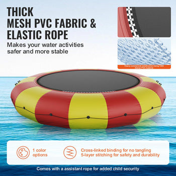 Inflatable Water Bouncer, 17ft Recreational Water Trampoline, Portable Bounce Swim Platform with 5-Step Ladder & Electric Air Pump, Kids Adults Floating Rebounder for Pool, Lake, Water Sports