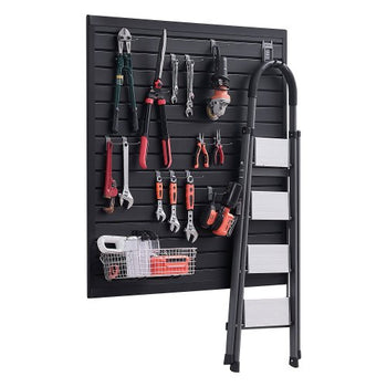Slat Wall Paneling, 4 x 4 ft, PVC Garage Slatwall with Modular Design, Black Slat Wall Easy-to-Install Adjustable Slatwall Panel with Coupling Structure & DIY Cutting, Fits for Storage & Display