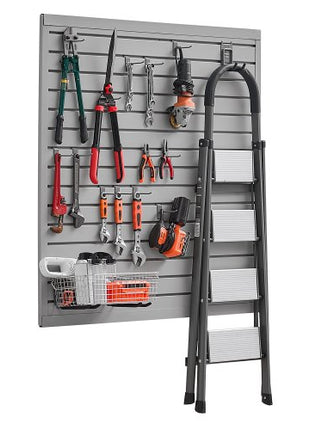 Slat Wall Paneling, 4 x 4 ft, PVC Garage Slatwall with Modular Design, Grey Slat Wall Easy-to-Install Adjustable Slatwall Panel with Coupling Structure & DIY Cutting, Fits for Storage & Display