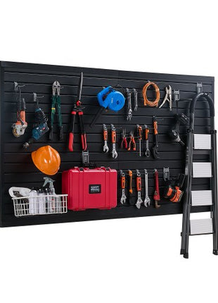 Slat Wall Paneling, 8 x 4 ft, PVC Garage Slatwall with Modular Design, Black Slat Wall Easy-to-Install Adjustable Slatwall Panel with Coupling Structure & DIY Cutting, Fits for Storage & Display