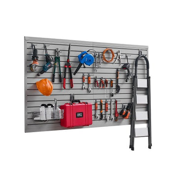 Slat Wall Paneling, 8 x 4 ft, PVC Garage Slatwall with Modular Design, Grey Slat Wall Easy-to-Install Adjustable Slatwall Panel with Coupling Structure & DIY Cutting, Fits for Storage & Display