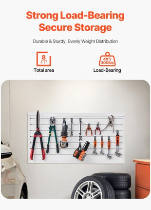 Slat Wall Paneling, 2 x 4 ft, PVC Garage Slatwall with Modular Design, White Slat Wall Easy-to-Install Adjustable Slatwall Panel with Coupling Structure & DIY Cutting, Fits for Storage & Display