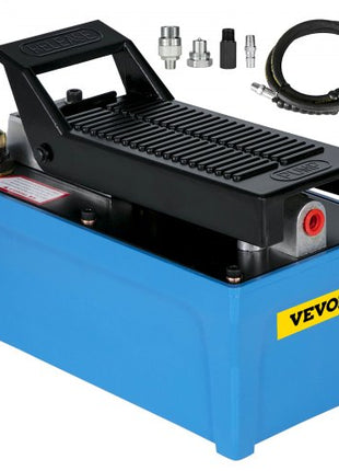 Air Hydraulic Pump 10000 PSI Air Over Hydraulic Pump 1/2 Gal Reservoir Air Treadle Foot Actuated Hydraulic Pump 3/8" NPT with 6.56 ft Hose 2 Connector Single Acting for Car Repair (Blue)