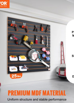 Slatwall Panels, 4 ft x 2 ft Black Garage Wall Panels 24"H x 48"L (Set of 2 Panels), Heavy Duty Garage Wall Organizer Panels Display for Retail Store, Garage Wall, and Craft Storage Organization