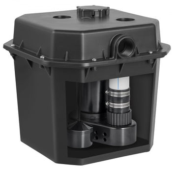 Utility Sink Pump, 1/2 HP, 120-Volt, 3500 GPH Flow, 28 ft Head, Under-Sink Sump Pump System with 6 Gallon Basin, Automatic Utility/Laundry Sink Pump, Drain Pump with 1-1/2" NPT Outlet, Black