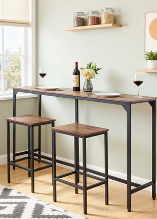 Bar Table, 1PCS 53? Kitchen Bar Table, Tall Dining Tables with Rounded Edge, Rectangular High Top Kitchen Tables for Balcony, Living Room, Light Brown, Black, Extended Horizontal Design