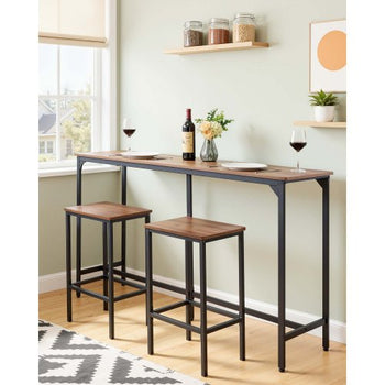 Bar Table, 1PCS 53? Kitchen Bar Table, Tall Dining Tables with Rounded Edge, Rectangular High Top Kitchen Tables for Balcony, Living Room, Light Brown, Black, Extended Horizontal Design