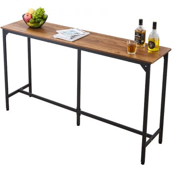 Bar Table, 1PCS 53? Kitchen Bar Table, Tall Dining Tables with Rounded Edge, Rectangular High Top Kitchen Tables for Balcony, Living Room, Light Brown, Black, Extended Horizontal Design