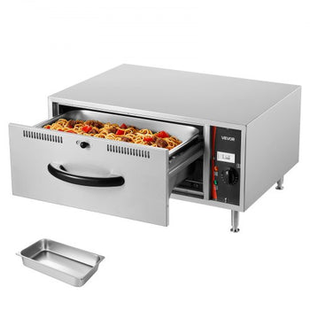 Commercial Electric Drawer Warmer, Single-Drawer Stainless Steel Food Warmer, Freestanding Standard Warming Drawer Cabinet, 85°F185°F Wide Temperature Range, for Restaurant, Hotel & Bakery