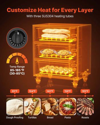 Commercial Electric Drawer Warmer, Three-Drawer Stainless Steel Food Warmer, Freestanding Standard Warming Drawer Cabinet, 85°F–185°F Wide Temperature Range, for Restaurant, Hotel Buffet, Bakery