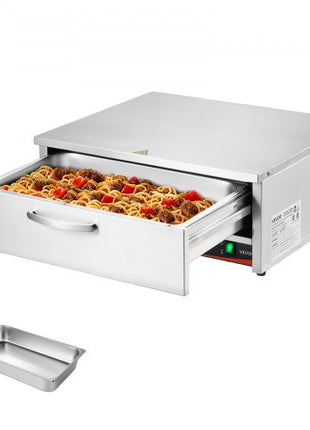 Commercial Electric Drawer Warmer, Single-Drawer Stainless Steel Food Warmer, Freestanding Compact Warming Drawer Cabinet, 85°F185°F Wide Temperature Range, for Restaurant, Hotel & Bakery