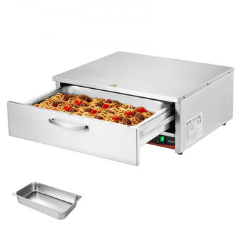 Commercial Electric Drawer Warmer, Single-Drawer Stainless Steel Food Warmer, Freestanding Compact Warming Drawer Cabinet, 85°F185°F Wide Temperature Range, for Restaurant, Hotel & Bakery