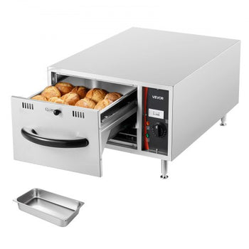 Commercial Electric Drawer Warmer, Single-Drawer Stainless Steel Food Warmer, Freestanding Slim Warming Drawer Cabinet, 85°F185°F Wide Temperature Range, for Restaurant, Hotel, Bakery & Kitchen