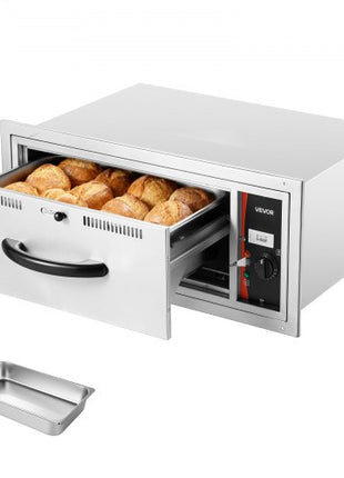 Commercial Electric Drawer Warmer, Single-Drawer Stainless Steel Food Warmer, Built-in Installation Warming Drawer Cabinet, 85°F185°F Wide Temperature Range, for Restaurant, Hotel & Bakery