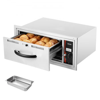 Commercial Electric Drawer Warmer, Single-Drawer Stainless Steel Food Warmer, Built-in Installation Warming Drawer Cabinet, 85°F185°F Wide Temperature Range, for Restaurant, Hotel & Bakery