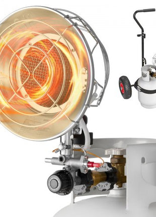 Propane Tank Top Heater with Portable Trolley, 15000 BTU Rapid Heating 180-Degree Infrared Radiant Tank Top Gas Heater for 20-40lb Propane Tanks, for Ice Fishing/ Hunting/Outdoor Single Burner