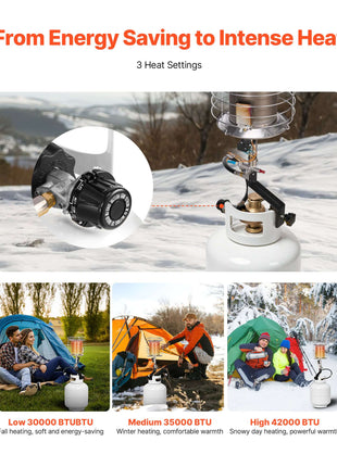 Propane Tank Top Heater, 42000 BTU Rapid Heating 360-Degree Infrared Radiant Tank Top Gas Heater, Stepless Temperature Adjustment for Ice Fishing/ Hunting/Outdoor Work, Single Burner
