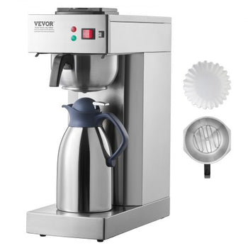12 Cups Commercial Drip Coffee Maker, Coffee Maker Machine with Thermal Carafe to Keep Warm or Cold, Stainless Steel Pour Over Coffee Brewer for Restaurant, Office, Cafe