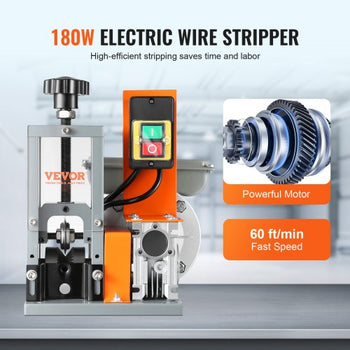 Electric Cable Stripping Tool, 0.06''-1.18'' Motorized Wire Stripper, 180 W, 60 ft/min, with Clear Depth Gauge, Ideal for Scrap Copper Recycling