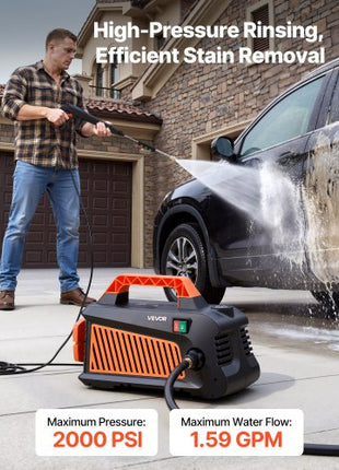 Electric Pressure Washer, 2000 Max PSI 1.59 Max GPM, Portable Power Washer with 4 Nozzles, Metal Extension Wand, Built-in Carry Handle, Compact & Flexible for  Cars,Driveways,Patios,Fences,Home