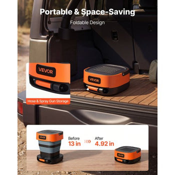 Portable Cordless Pressure Washer with 2.64 Gal Tank, Foldable Power Washer 109 Max PSI 0.79 Max GPM, 3 Nozzles,Flexible 78.7 in Hose, Type-C Charging, for Bike Cleaning, Patio, Camping, Garden
