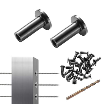 101 Pack T316 Stainless Steel Protector Sleeves for 1/8" Wire Rope Cable Railing, DIY Balustrade T316 Marine Grade, Come with A Free Drill Bit, Black