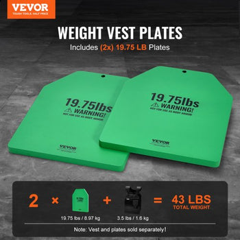 Weight Vest Plates, 19.75 LB Pairs, Premium Steel Weighted plates, Contoured Ergonomic Fit  WODs, Additional Weight for Weight Vests, for Strength Training, Running, Fitness, Heavy Workouts