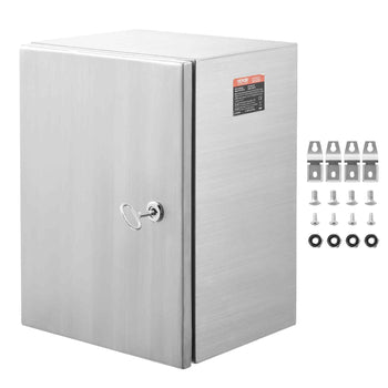 Steel Electrical Box, 16"x 12"x 10", 304 Stainless Steel Electrical Enclosure Box, Wall-Mounted Outdoor Electrical Electronic Equipment Enclosure with Mounting Plate Hinges Lock, IP66 Waterproof