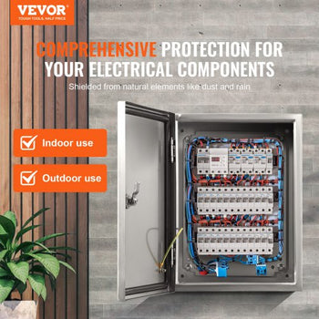 Steel Electrical Box, 16"x 12"x 6", 304 Stainless Steel Electrical Enclosure Box, Wall-Mounted Outdoor Electrical Electronic Equipment Enclosure with Mounting Plate Hinges Lock, IP66 Waterproof