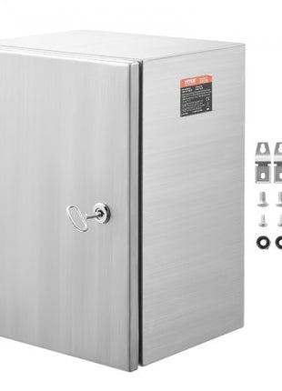 Steel Electrical Box, 20"x 16"x 8", 304 Stainless Steel Electrical Enclosure Box, Wall-Mounted Outdoor Electrical Electronic Equipment Enclosure with Mounting Plate Hinges Lock, IP66 Waterproof